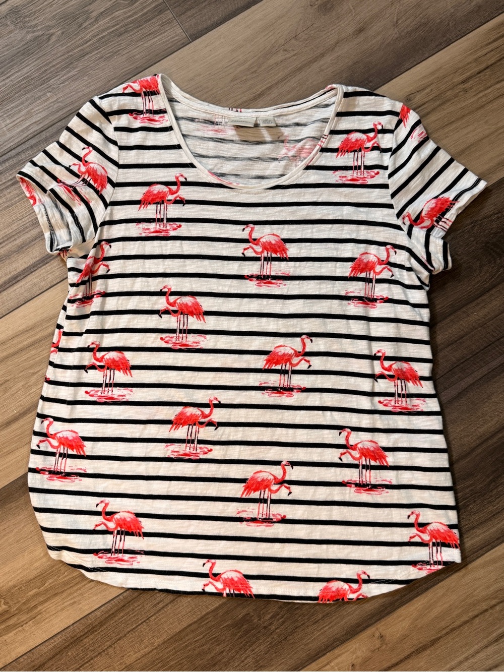 Chico’s Zenergy Flamingo Striped Cotton Modal Tee Size 2 Large